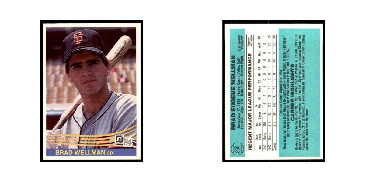 Brad Wellman Rookie 1984 Donruss #265 San Francisco Giants Baseball Card NM