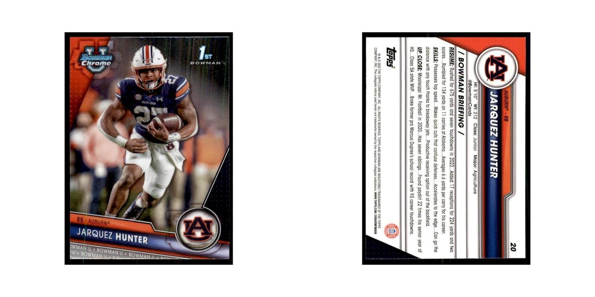 Jarquez Hunter 2023 Bowman University Chrome #20 Auburn Tigers Football Card NM