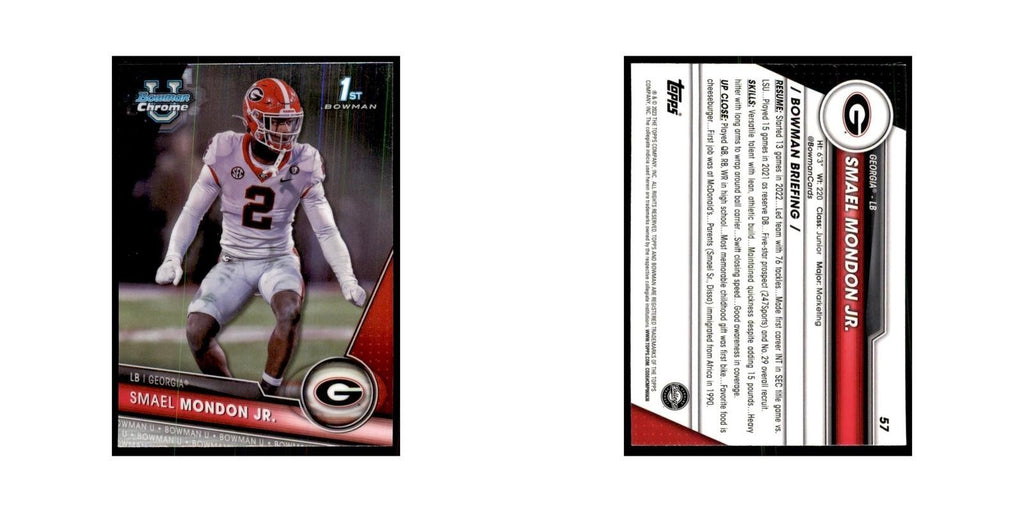 Smael Mondon Jr. 2023 Bowman University Chrome #57 Georgia Bulldogs NM