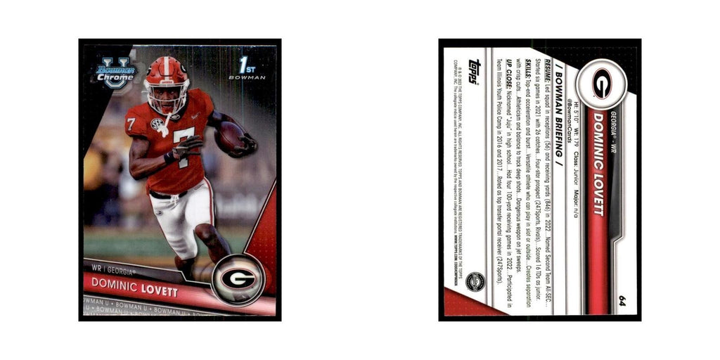 Dominic Lovett 2023 Bowman University Chrome #64 Georgia Bulldogs NM