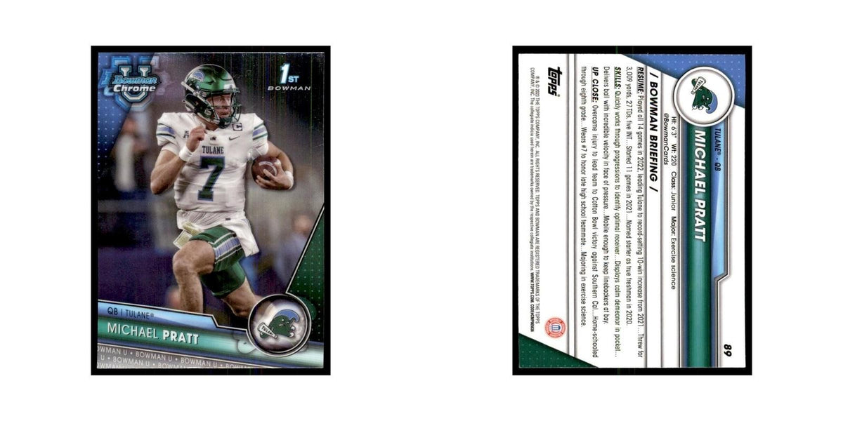 Michael Pratt 2023 Bowman University Chrome #89 Tulane Green Wave NM