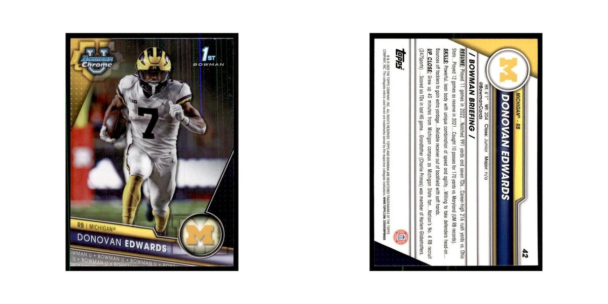 Donovan Edwards 2023 Bowman University Chrome #42 Michigan Wolverines NM