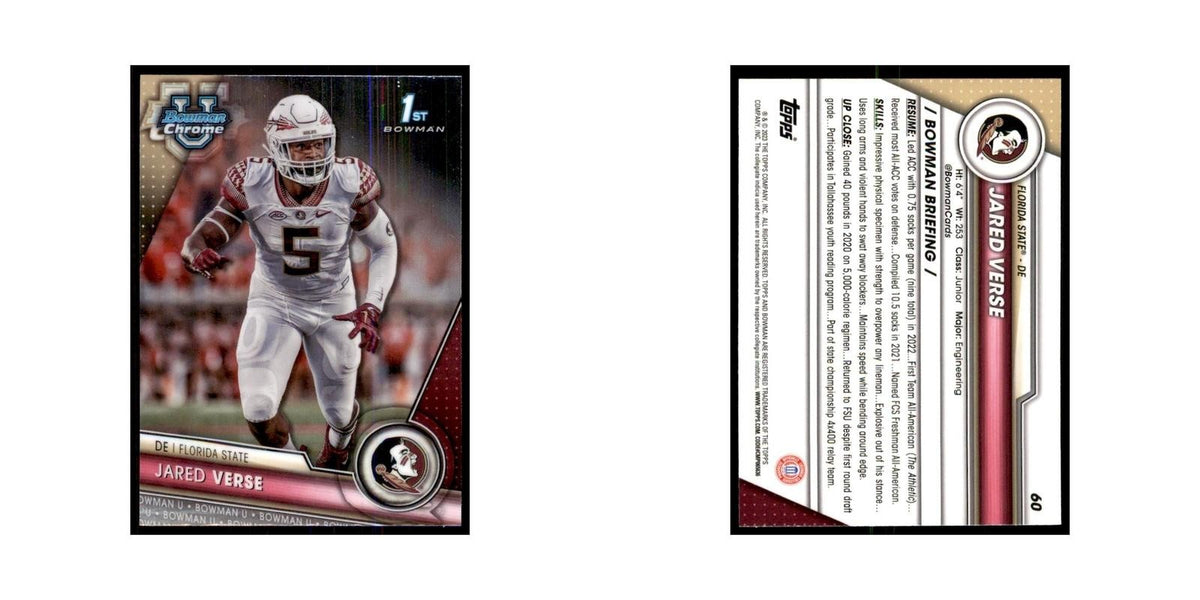 Jared Verse 2023 Bowman University Chrome #60 Florida State Seminoles NM