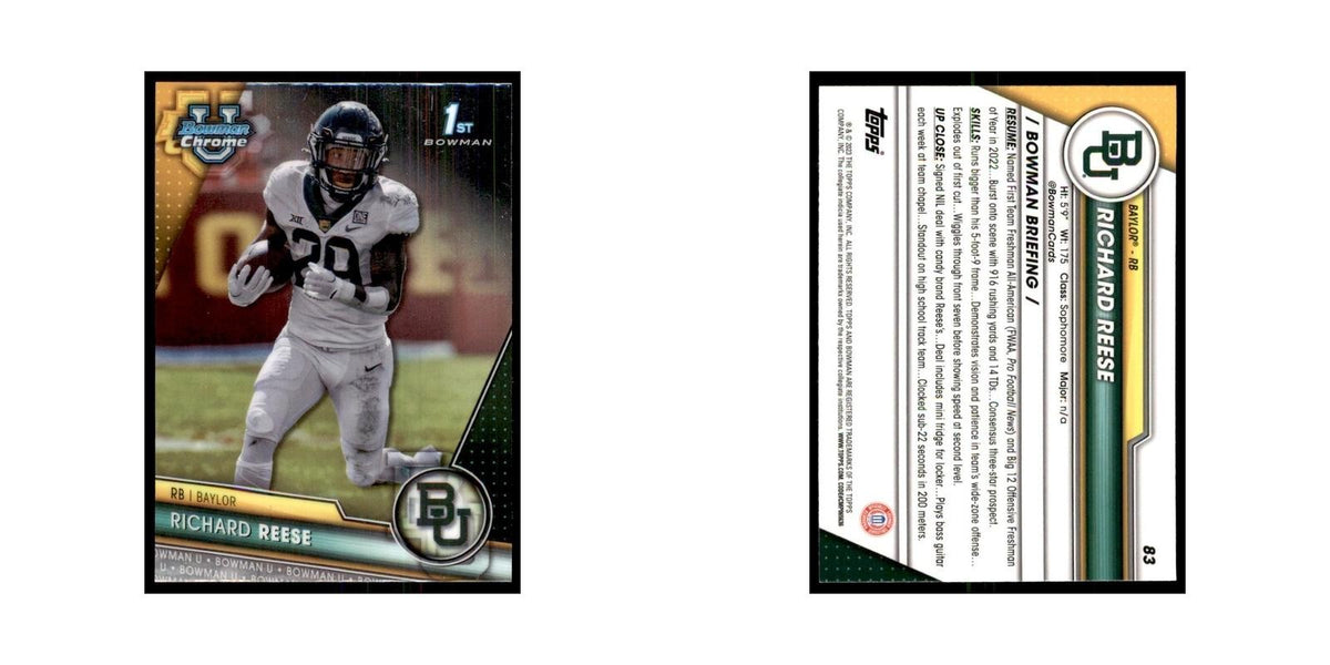 Richard Reese 2023 Bowman University Chrome #83 Baylor Bears Football Card NM