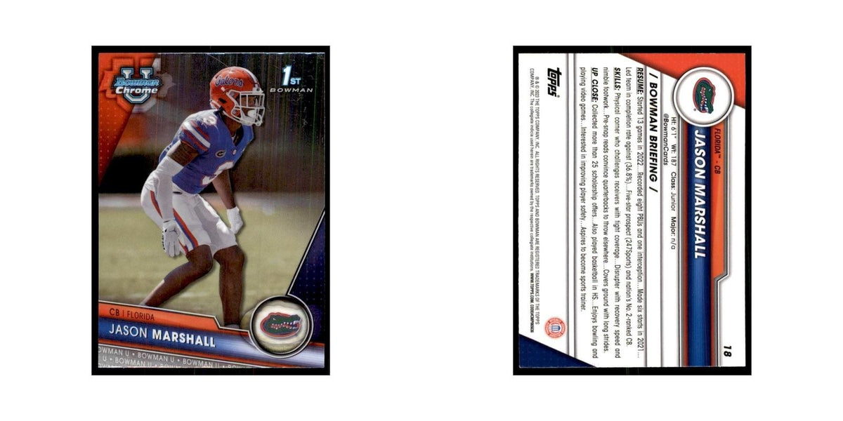 Jason Marshall 2023 Bowman University Chrome #18 Florida Gators Football Card NM