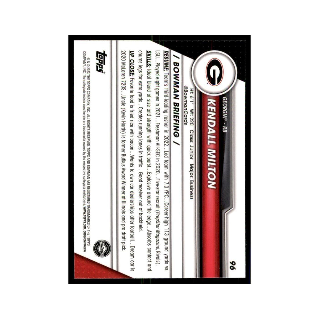 Kendall Milton 2023 Bowman University Chrome #96 Georgia Bulldogs NM