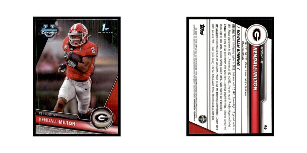 Kendall Milton 2023 Bowman University Chrome #96 Georgia Bulldogs NM