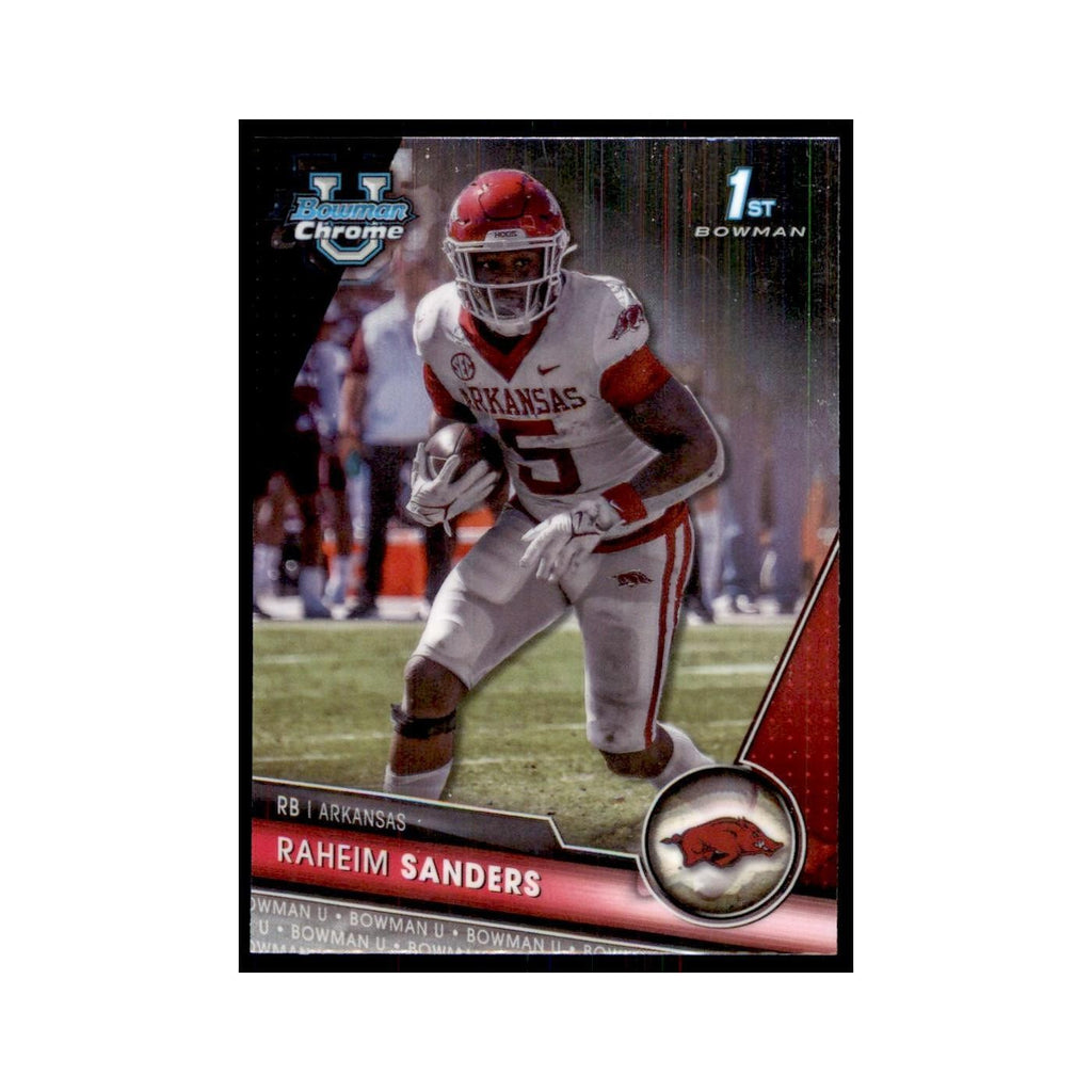 Raheim Sanders 2023 Bowman University Chrome #24 Arkansas Razorbacks NM