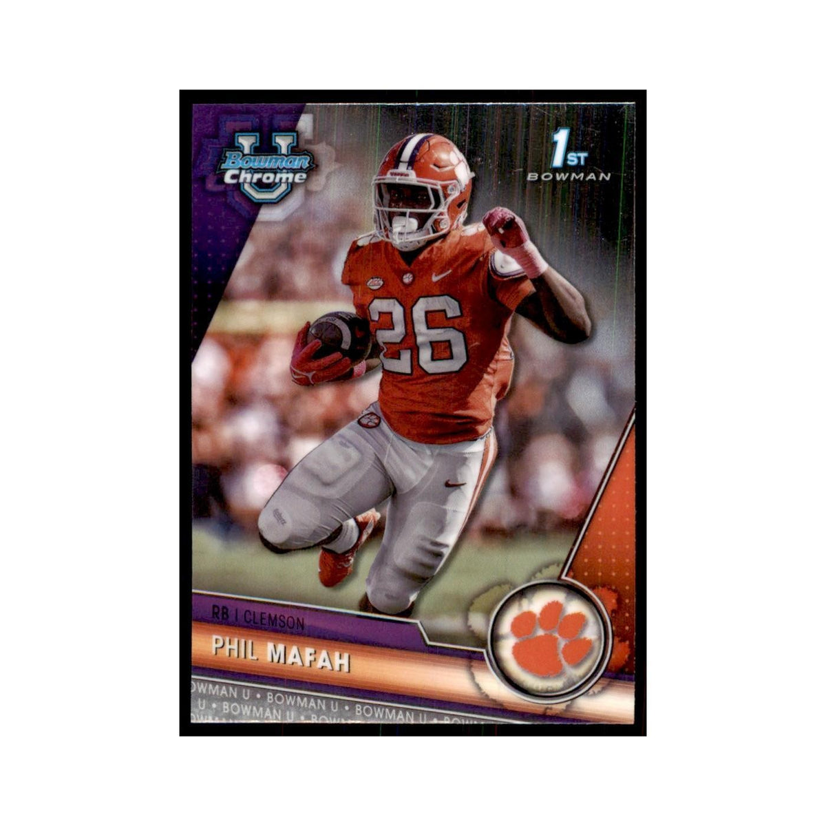 Phil Mafah 2023 Bowman University Chrome #81 Clemson Tigers Football Card NM