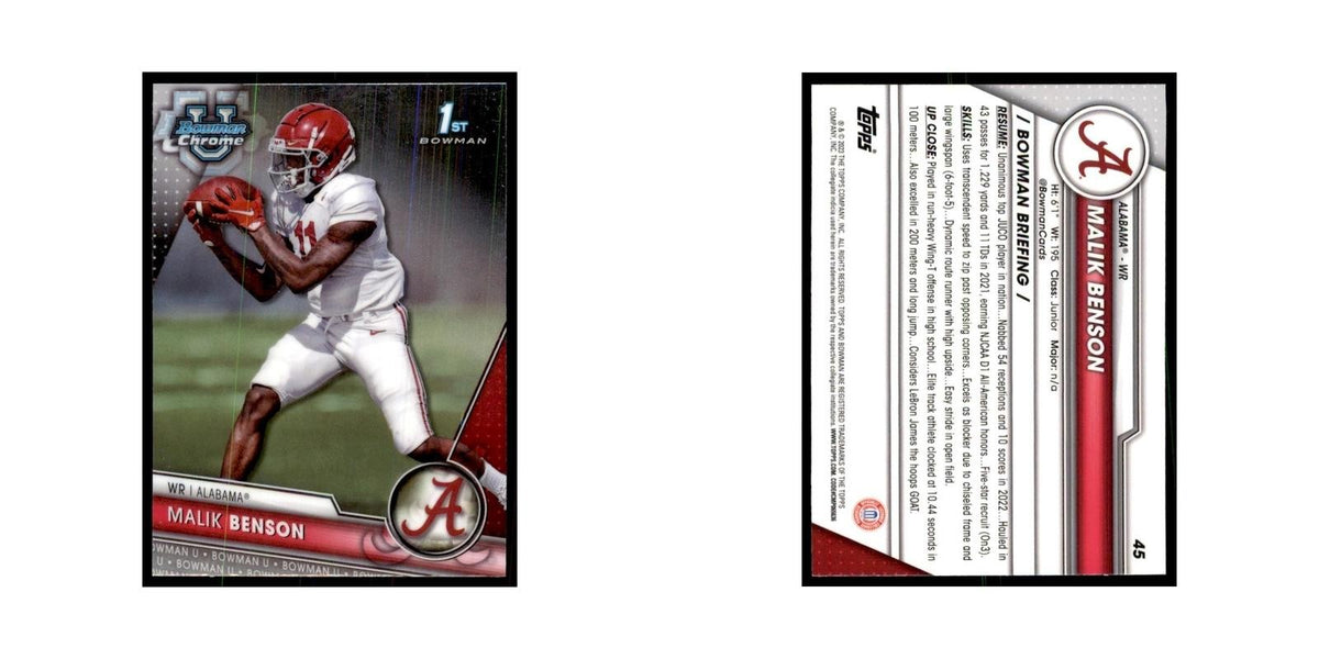 Malik Benson 2023 Bowman University Chrome #45 Alabama Crimson Tide NM