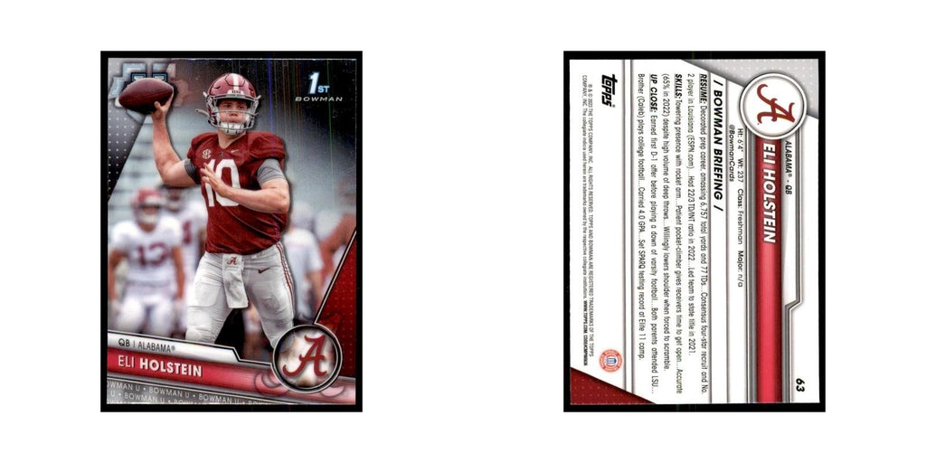 Eli Holstein 2023 Bowman University Chrome #63 Alabama Crimson Tide NM
