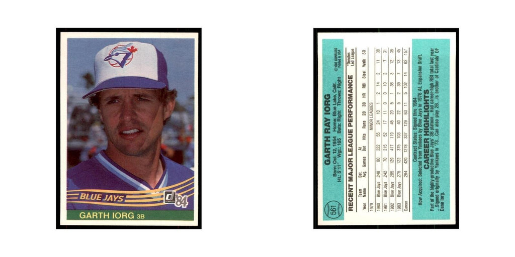 Garth Iorg 1984 Donruss #561 Toronto Blue Jays Baseball Card NM