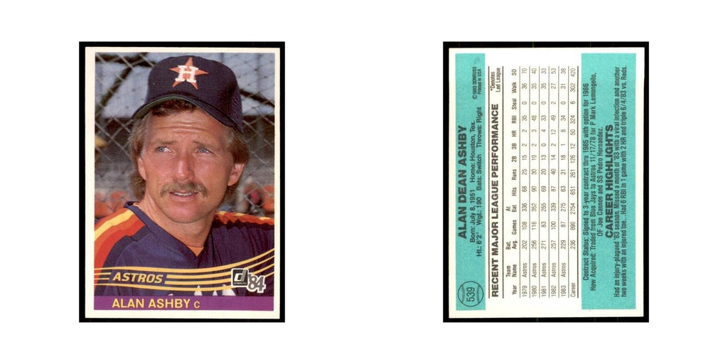 Alan Ashby 1984 Donruss #539 Houston Astros Baseball Card NM