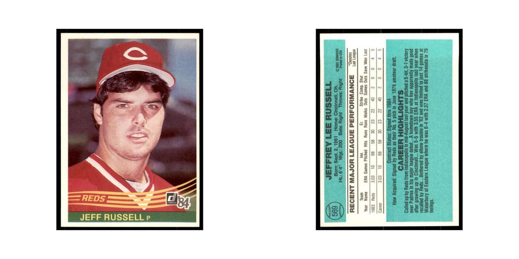 Jeff Russell Rookie 1984 Donruss #569 Cincinnati Reds Baseball Card NM