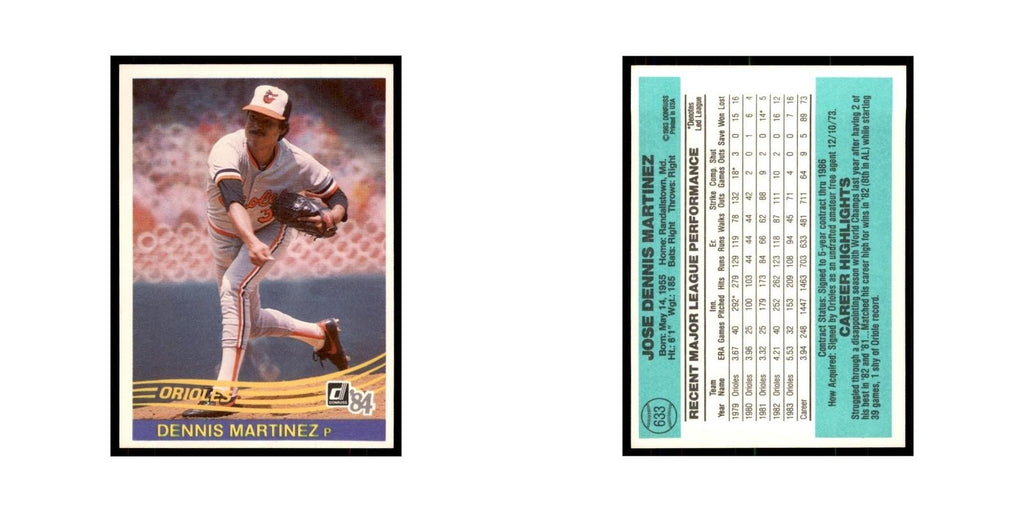 Dennis Martinez 1984 Donruss #633 Baltimore Orioles Baseball Card NM