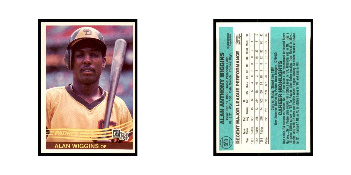 Alan Wiggins 1984 Donruss #568 San Diego Padres Baseball Card NM