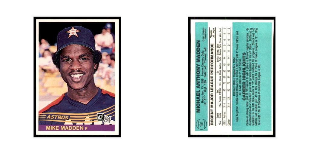 Mike Madden Rookie 1984 Donruss #161 Houston Astros Baseball Card NM