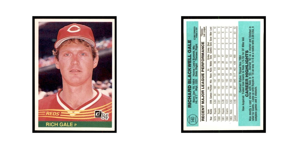 Rich Gale 1984 Donruss #140 Cincinnati Reds Baseball Card NM