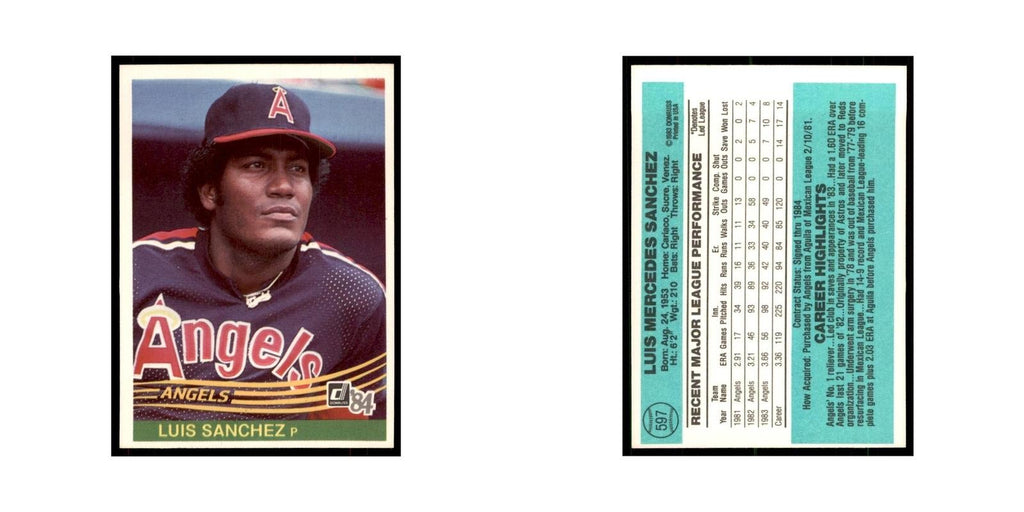 Luis Sanchez 1984 Donruss #597 California Angels Baseball Card NM