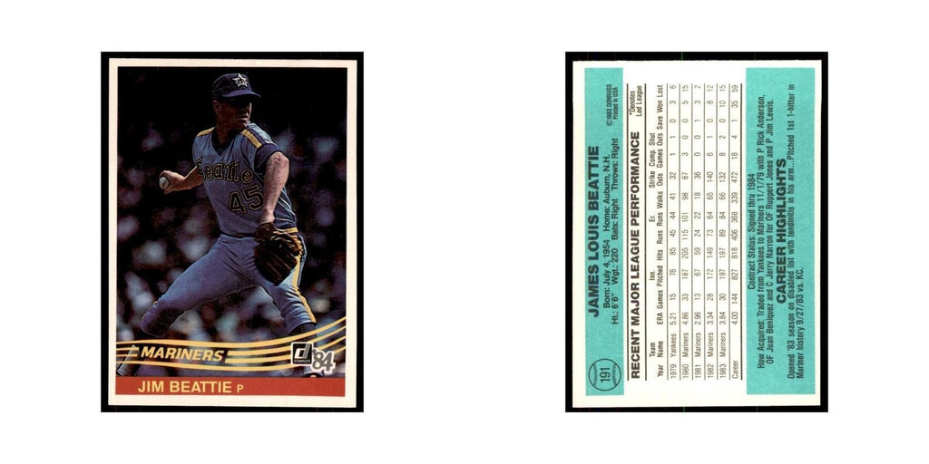 Jim Beattie 1984 Donruss #191 Seattle Mariners Baseball Card NM