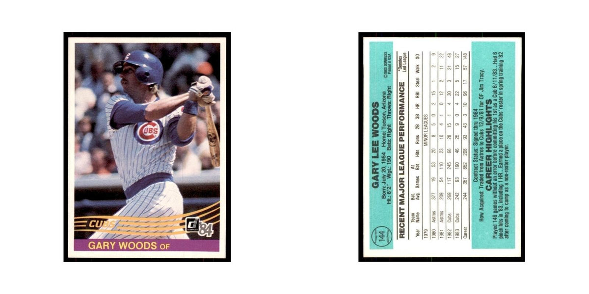 Gary Woods 1984 Donruss #144 Chicago Cubs Baseball Card NM