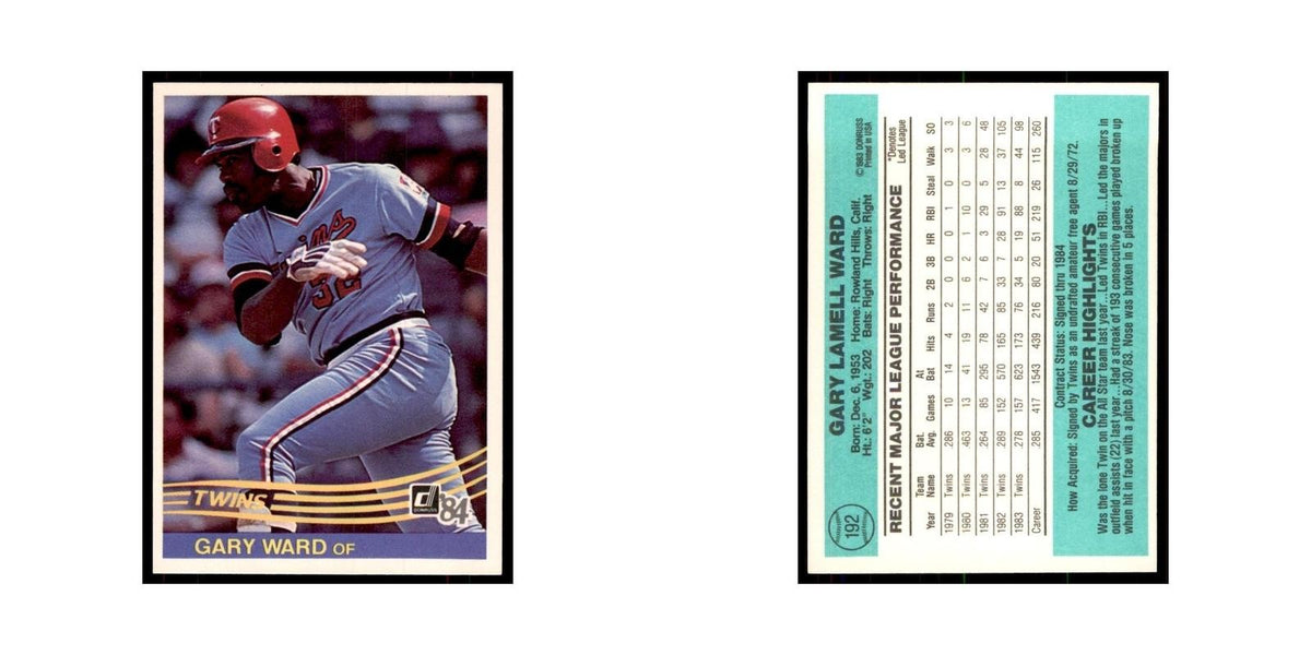 Gary Ward 1984 Donruss #192 Minnesota Twins Baseball Card NM