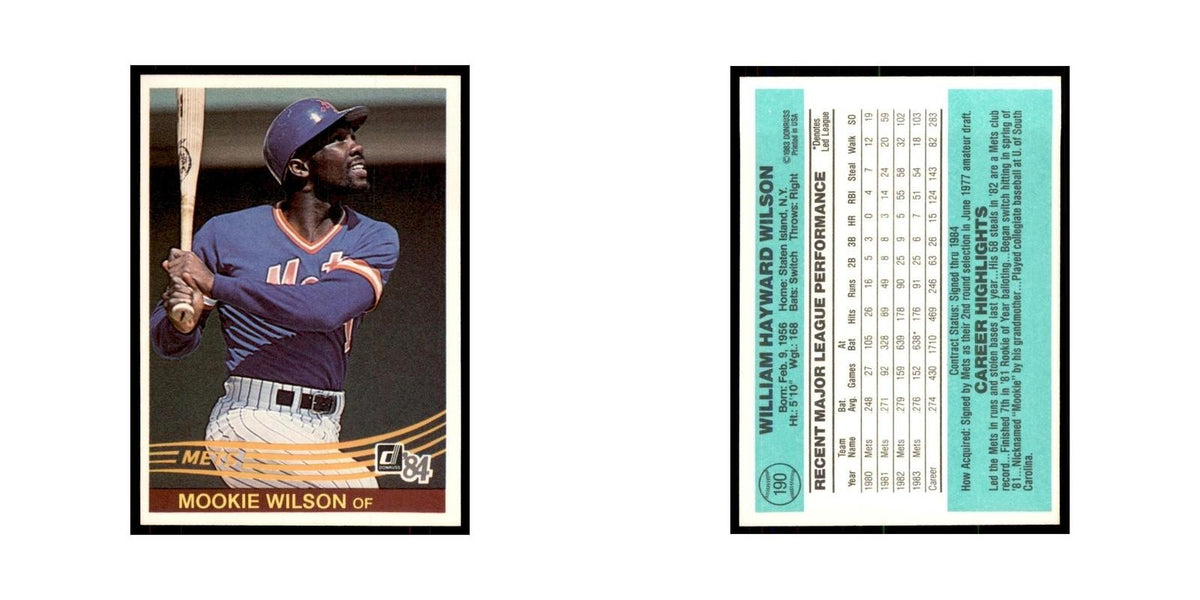 Mookie Wilson 1984 Donruss #190 New York Mets Baseball Card NM