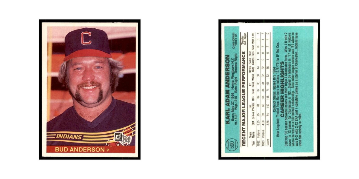 Bud Anderson 1984 Donruss #590 Cleveland Indians Baseball Card NM