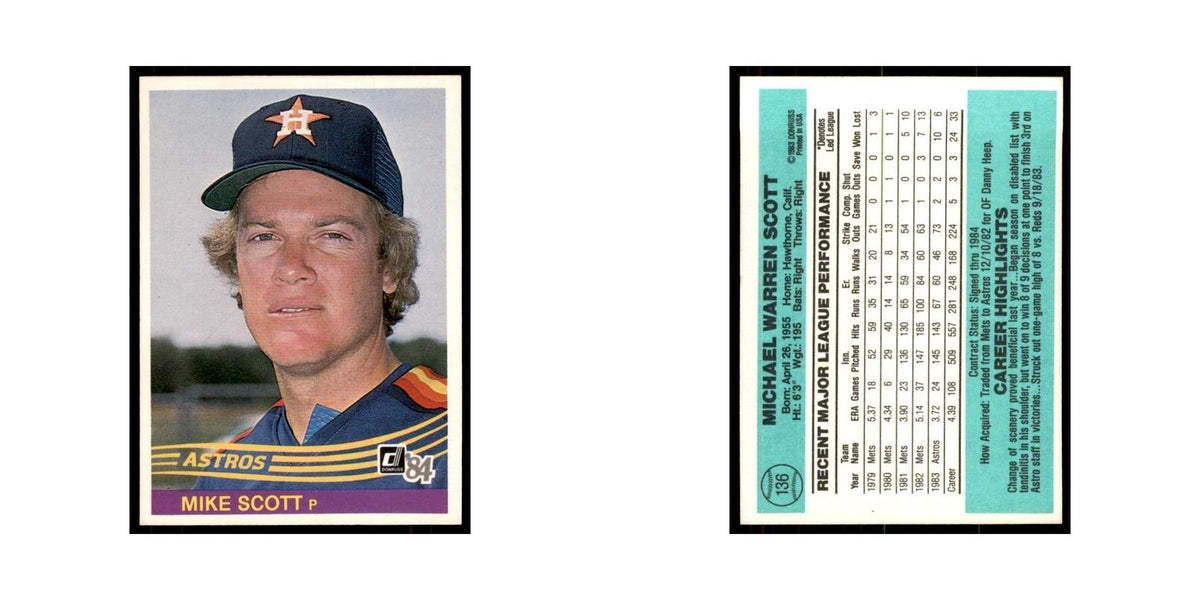 Mike Scott 1984 Donruss #136 Houston Astros Baseball Card NM