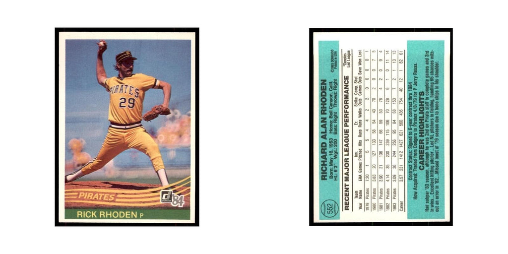 Rick Rhoden 1984 Donruss #552 Pittsburgh Pirates Baseball Card NM