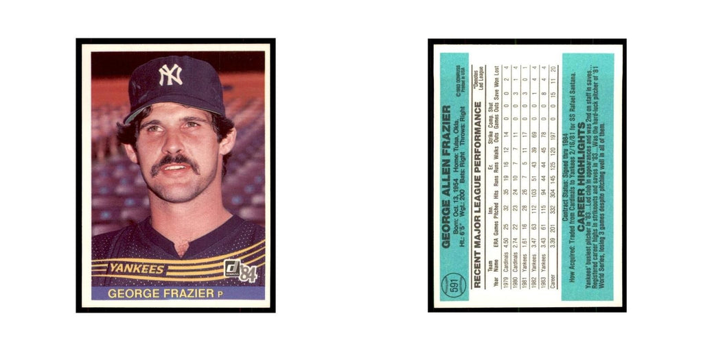 George Frazier 1984 Donruss #591 New York Yankees Baseball Card NM