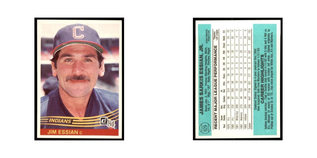 Jim Essian 1984 Donruss #629 Cleveland Indians Baseball Card NM
