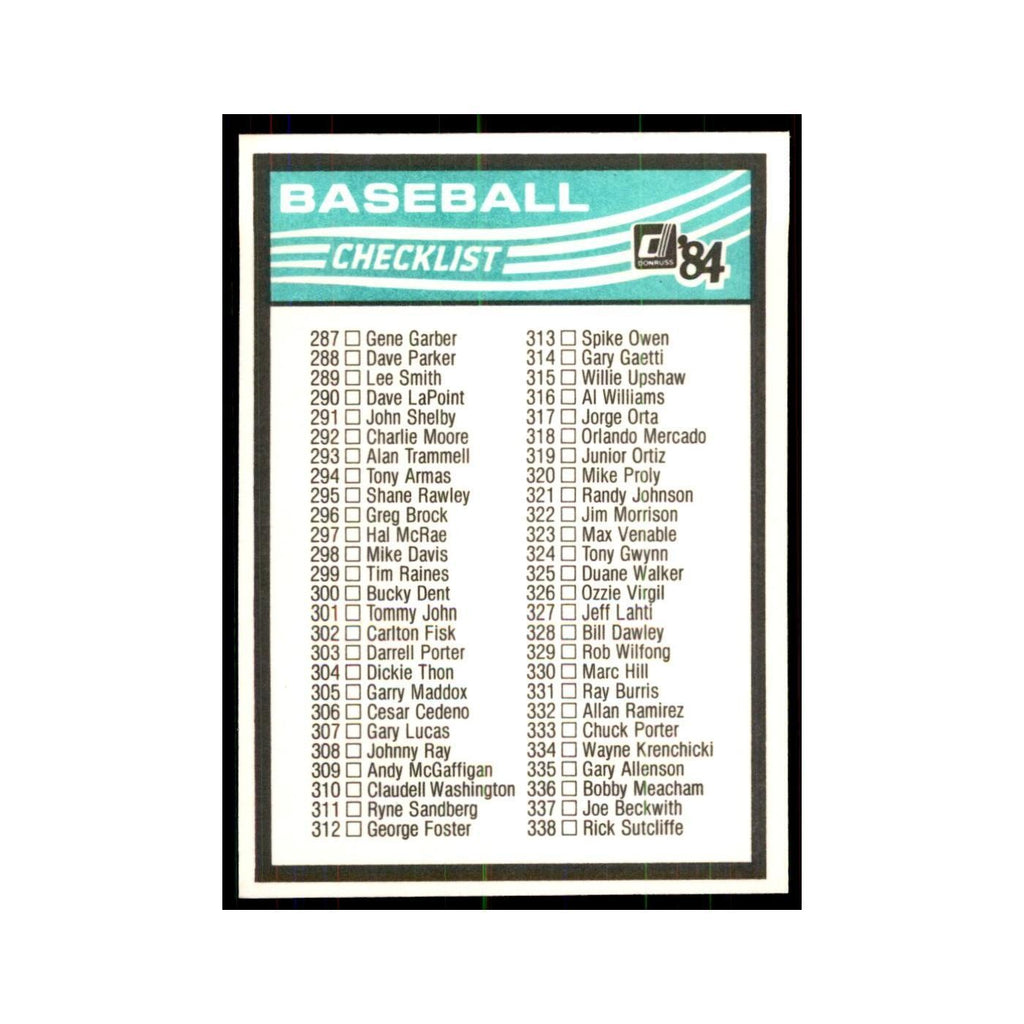Checklist 235-338 1984 Donruss #3 Baseball Card NM