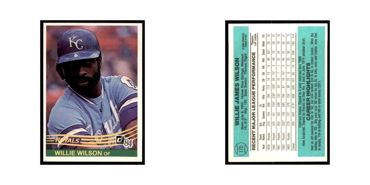 Willie Wilson 1984 Donruss #175 Kansas City Royals Baseball Card NM