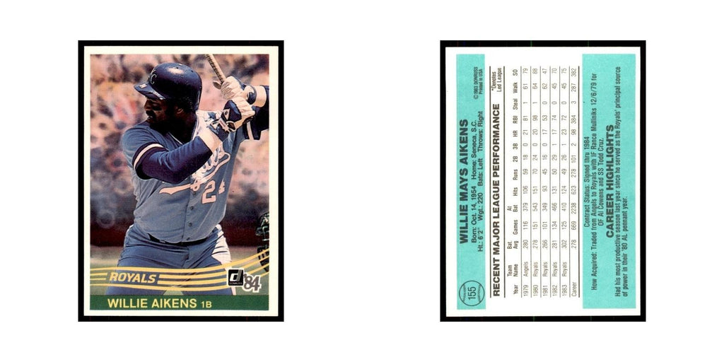 Willie Aikens 1984 Donruss #155 Kansas City Royals Baseball Card NM
