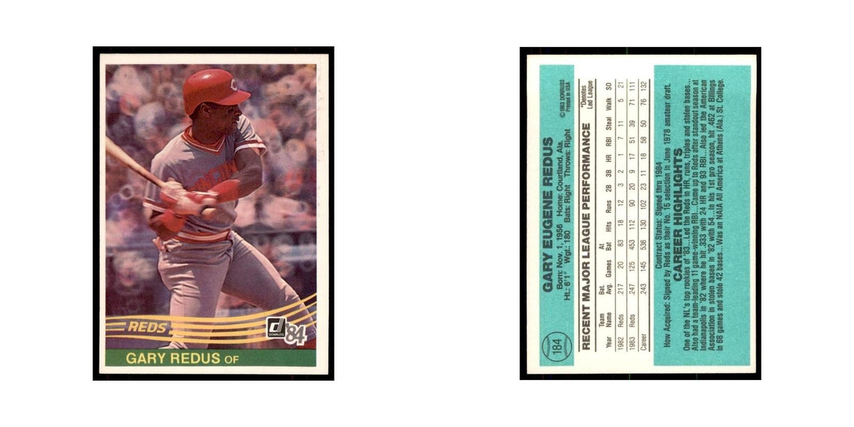 Gary Redus Rookie 1984 Donruss #184 Cincinnati Reds Baseball Card NM