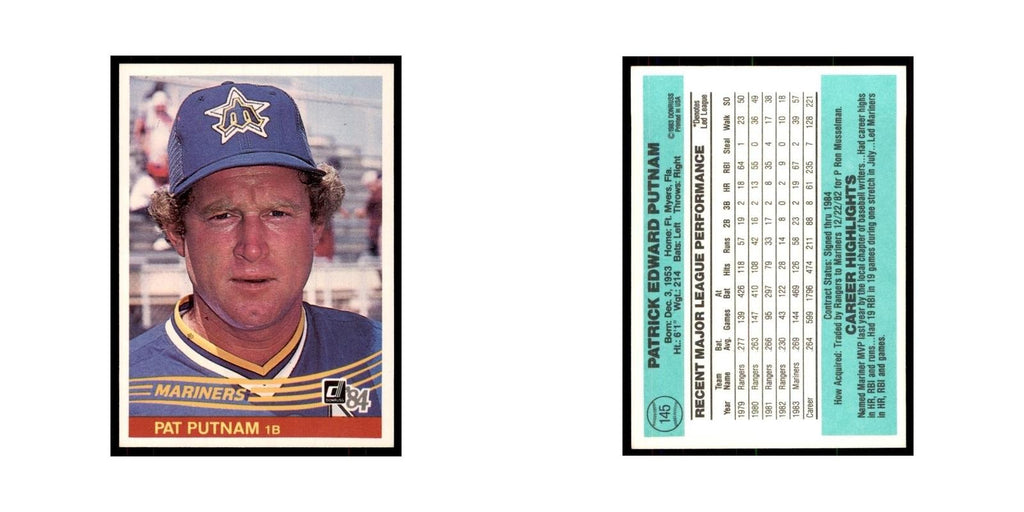 Pat Putnam 1984 Donruss #145 Seattle Mariners Baseball Card NM