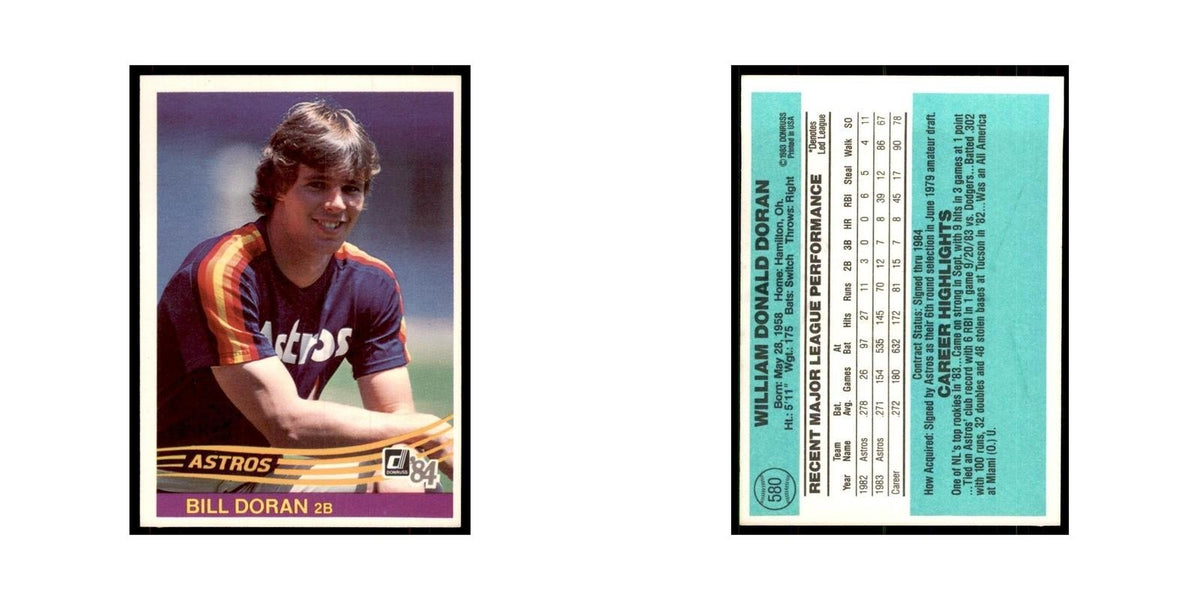 Bill Doran Rookie 1984 Donruss #580 Houston Astros Baseball Card NM