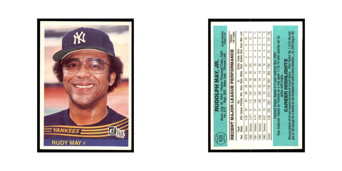 Rudy May 1984 Donruss #626 New York Yankees Baseball Card NM