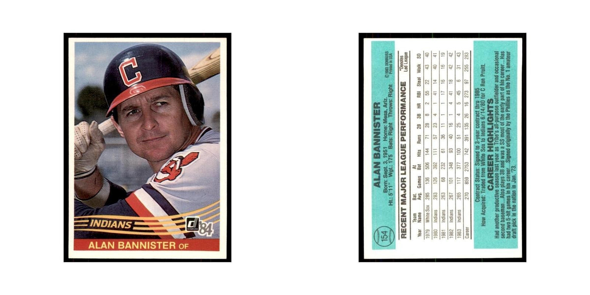 Alan Bannister 1984 Donruss #154 Cleveland Indians Baseball Card NM