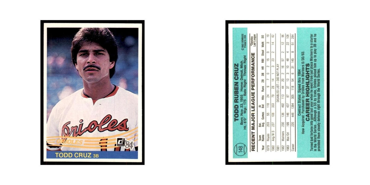 Todd Cruz 1984 Donruss #148 Baltimore Orioles Baseball Card NM