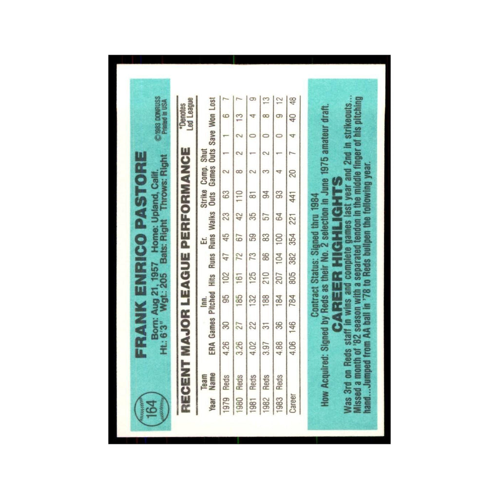 Frank Pastore 1984 Donruss #164 Cincinnati Reds Baseball Card NM