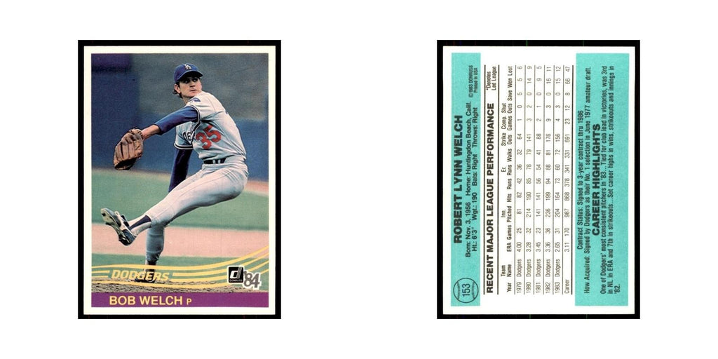 Bob Welch 1984 Donruss #153 Los Angeles Dodgers Baseball Card NM