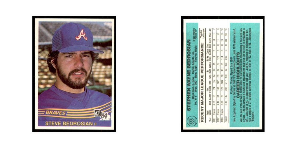 Steve Bedrosian 1984 Donruss #565 Atlanta Braves Baseball Card NM