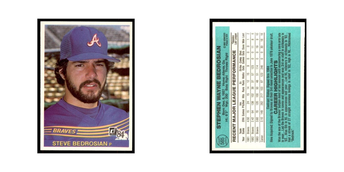 Steve Bedrosian 1984 Donruss #565 Atlanta Braves Baseball Card NM