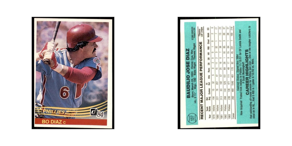 Bo Diaz 1984 Donruss #137 Philadelphia Phillies Baseball Card NM