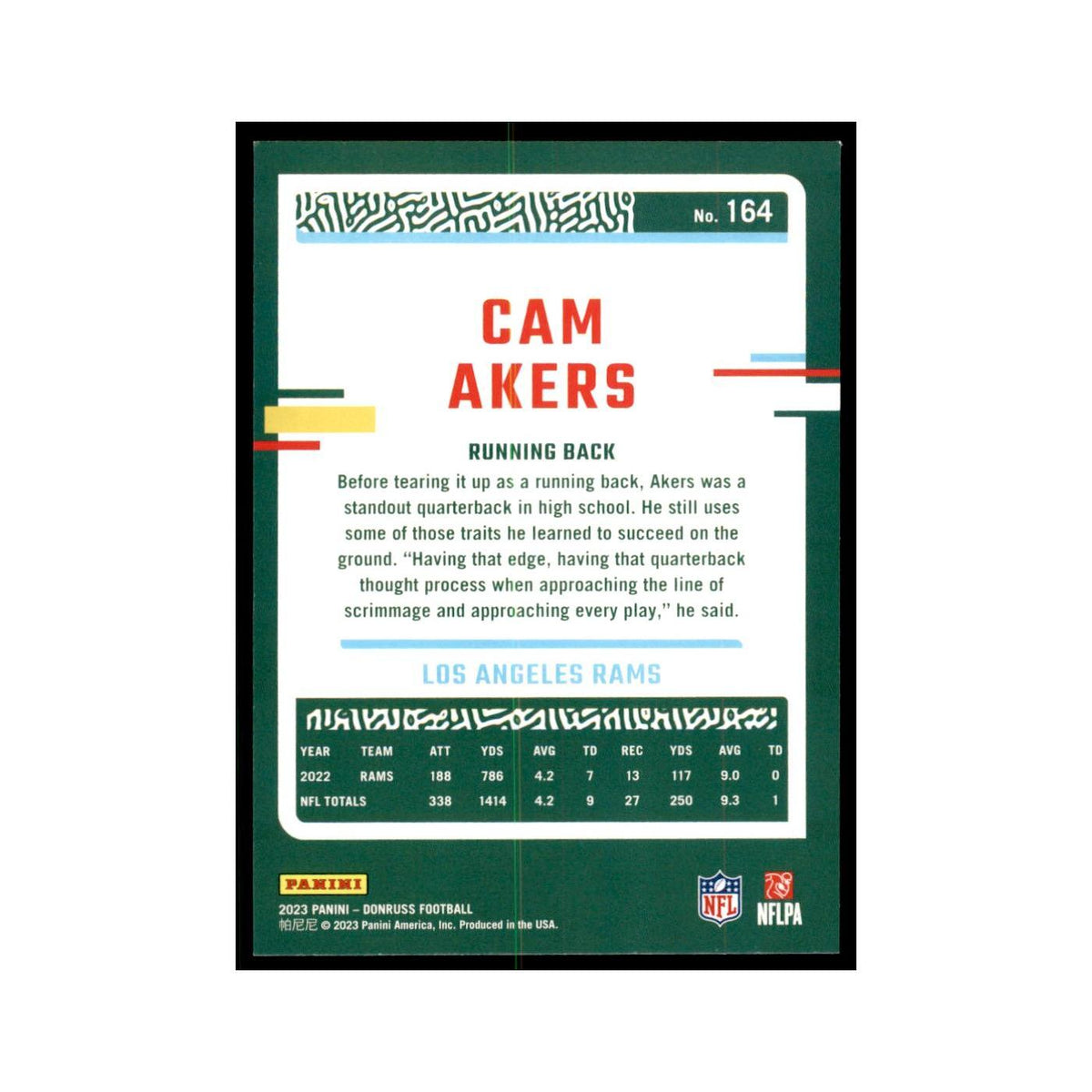 Cam Akers 2023 Donruss #164 Los Angeles Rams Football Card NM