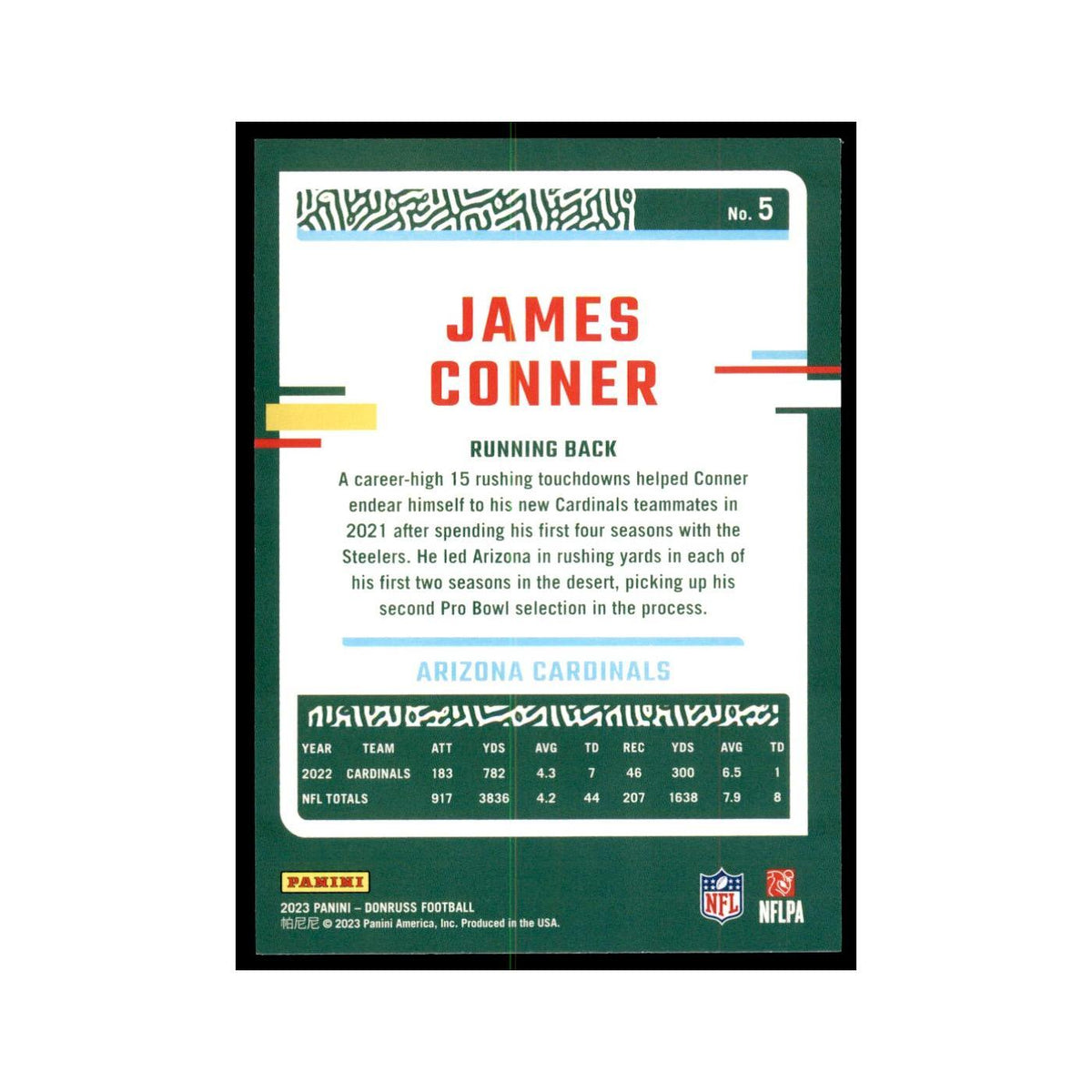 James Conner 2023 Donruss #5 Arizona Cardinals Football Card NM