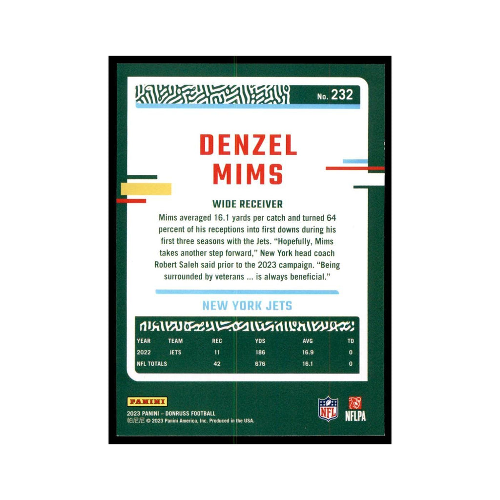 Denzel Mims 2023 Donruss #232 New York Jets Football Card NM