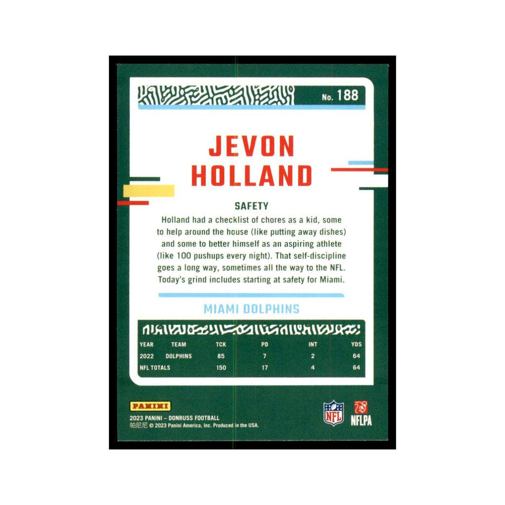 Jevon Holland 2023 Donruss #188 Miami Dolphins Football Card NM